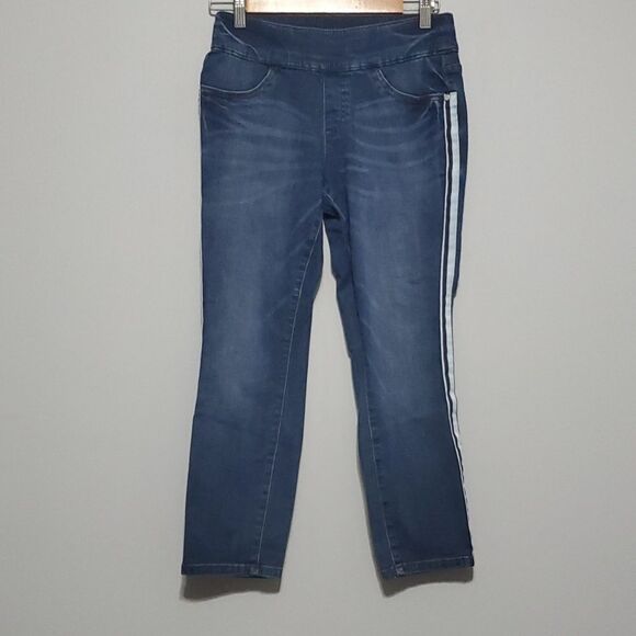 Side Stripes Simply Vera VeraWang jeans womens size 6 jegging capri pull-on - Picture 6 of 12